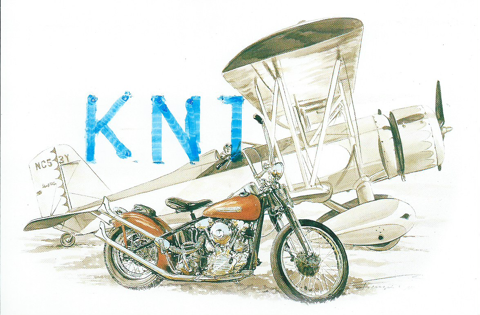  C P M Moto et monoplan dessin de F Bruère 6 Tours (37)