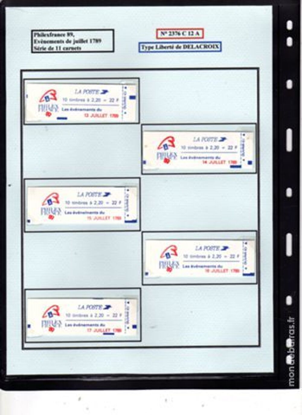 Rare : Philexfrance 89, s&eacute;rie COMPLETE de 11 carne 
