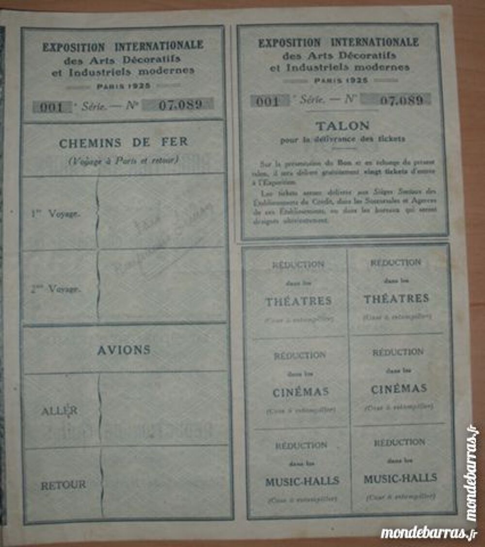 Bon &agrave; Lot de 50 Francs au porteur Paris 1925. 