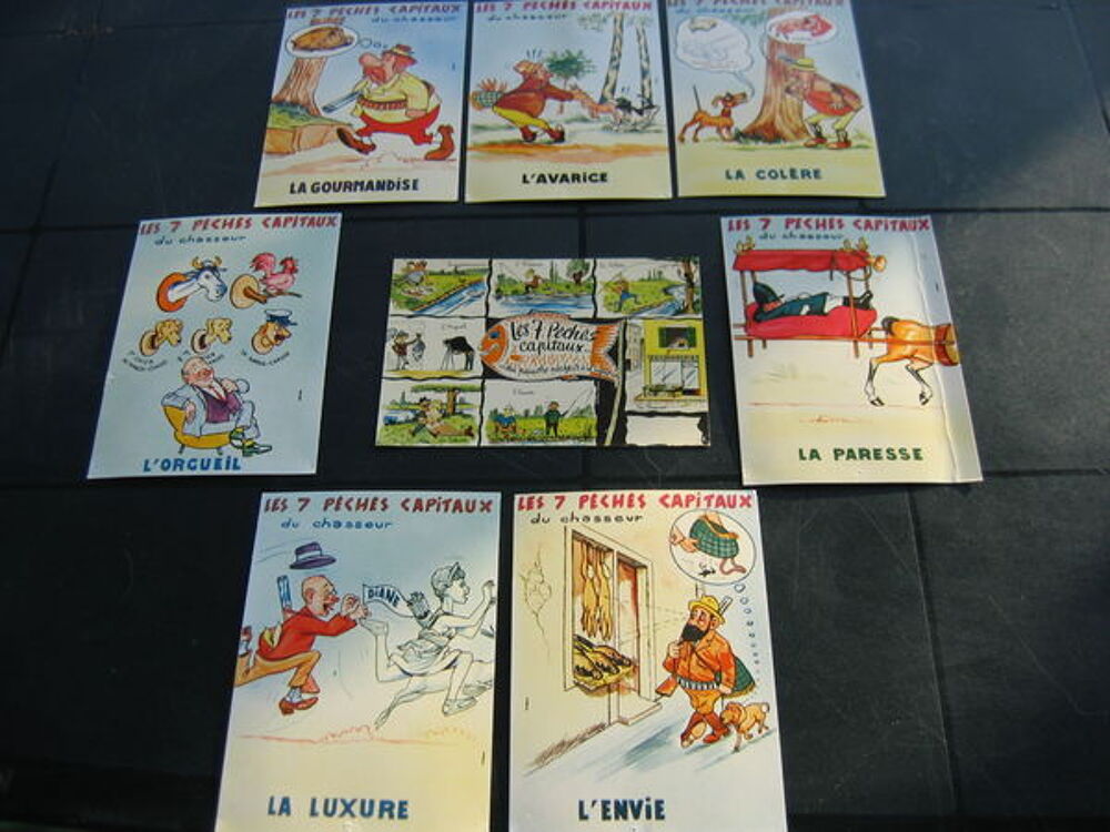 7 + 1 cartes des "7 p&eacute;ch&eacute;s capitaux" du chasseur Livres et BD