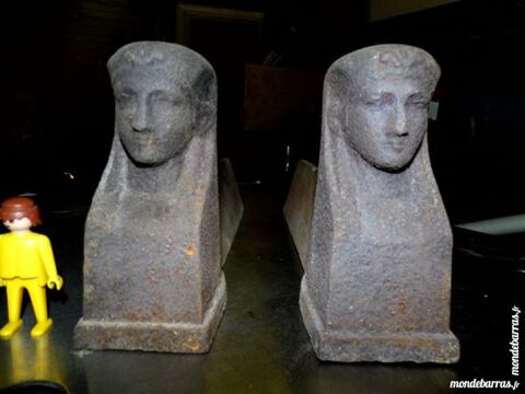 Paire chenet chemine tete de femme fer fonte 20 Dunkerque (59)