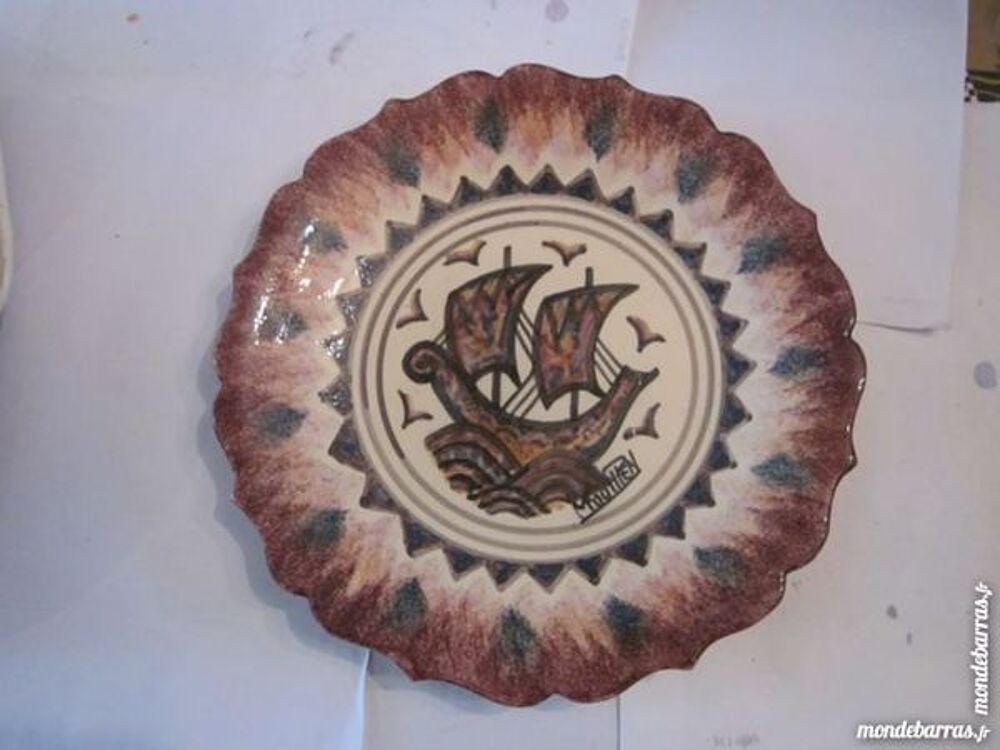 ASSIETTE FOUILLEN QUIMPER d&eacute;cor BATEAUX 