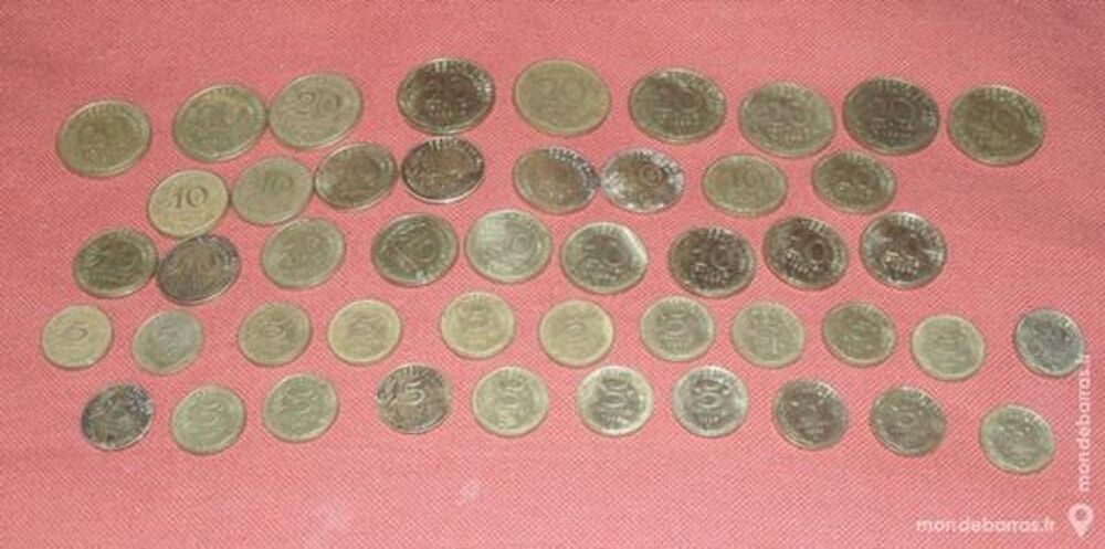 Lot de 47 pi&egrave;ces 5cts, 10cts, 20cts type Marianne 