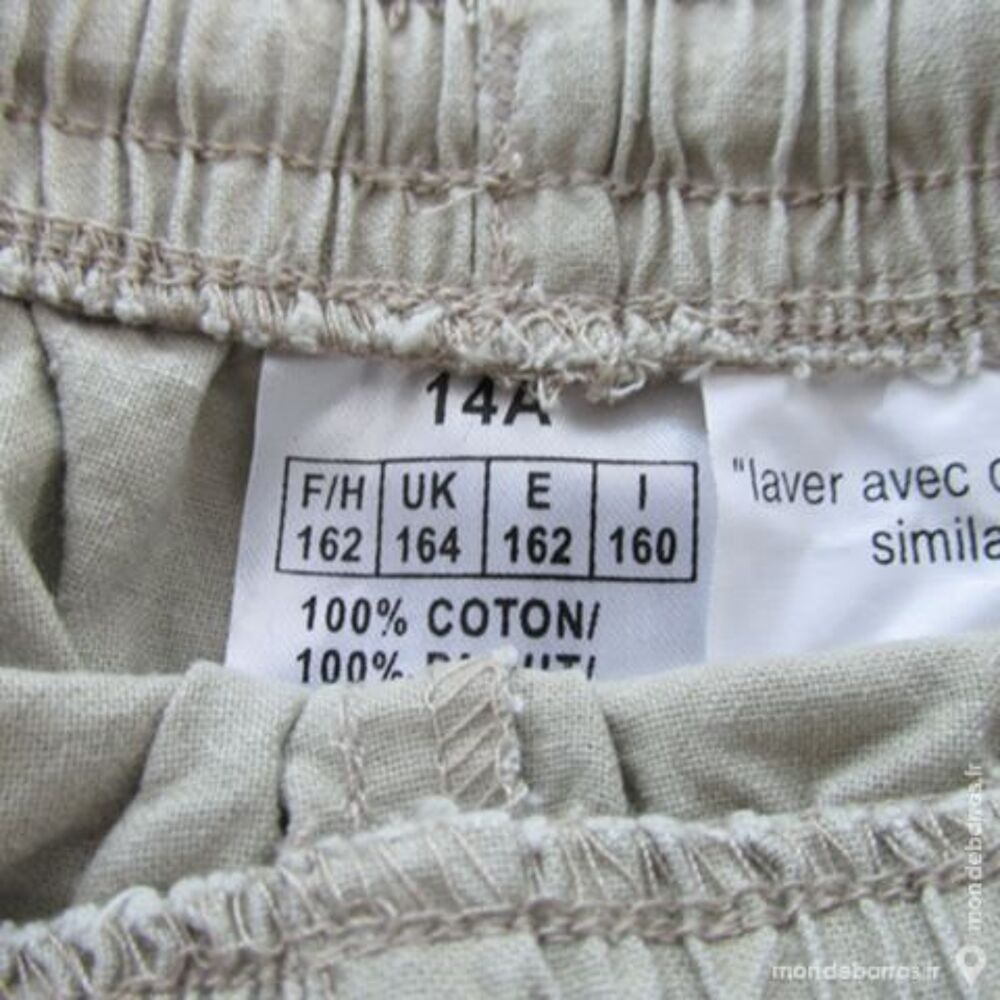 SHORT KAKI 14 ANS 100% COTON Vêtements enfants