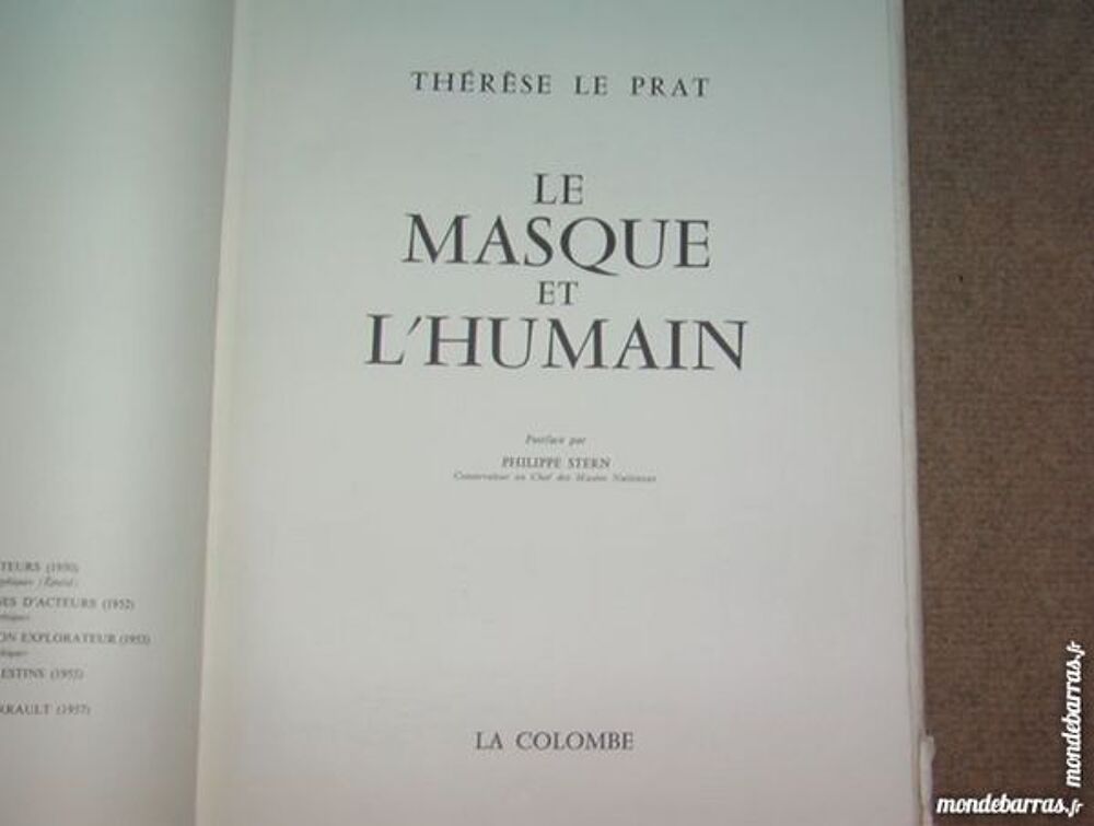 Livre &laquo;le masque et l'humain&raquo; Livres et BD