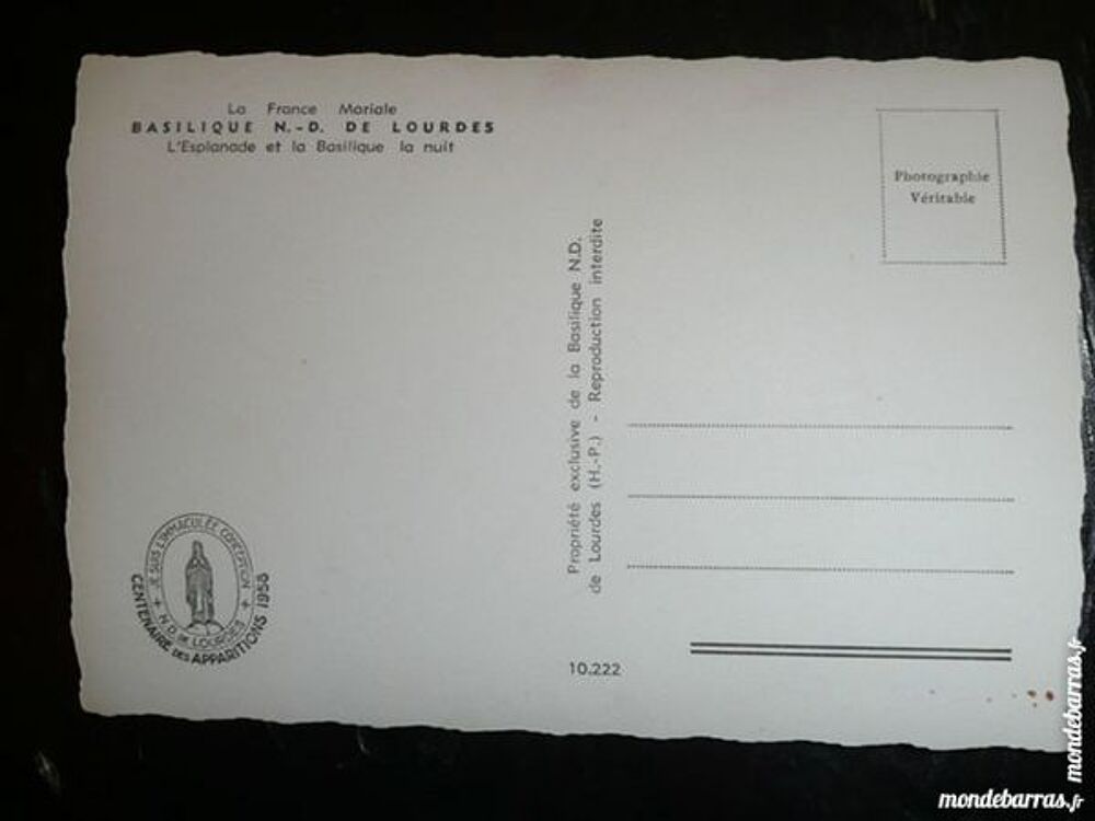 Carte postale Basilique N.D De Lourdes 1958 