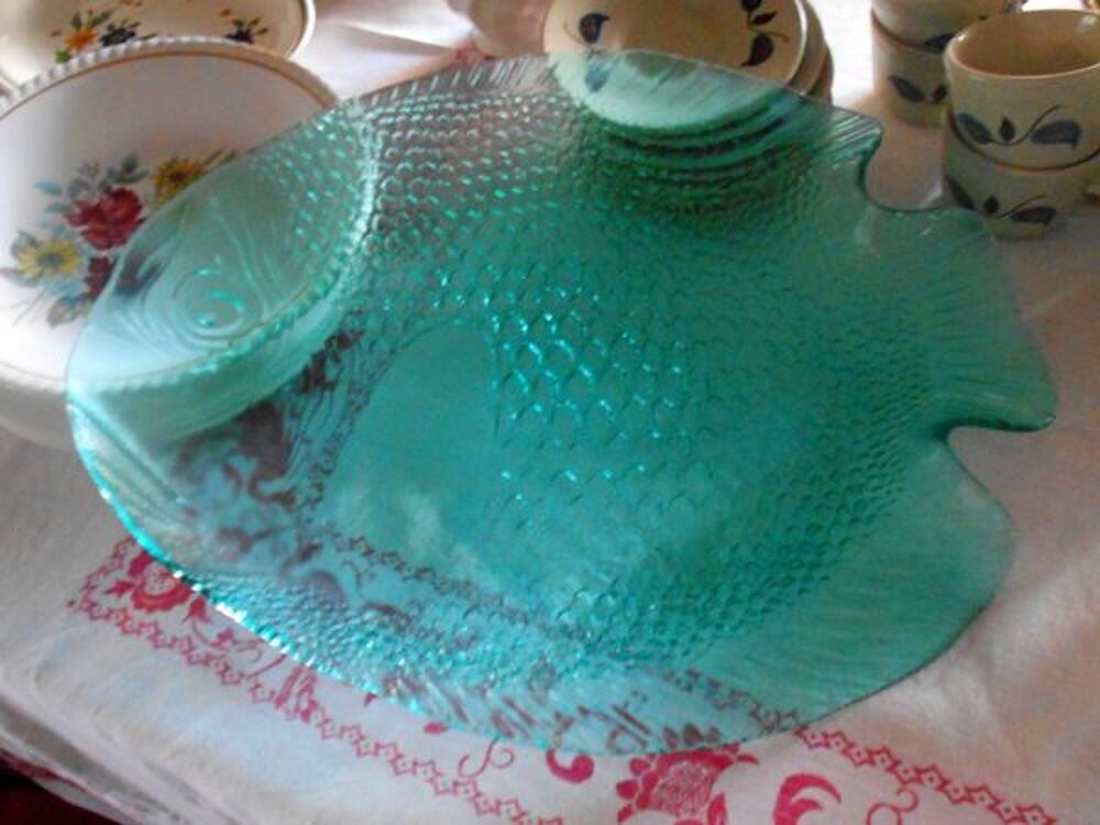 Plat plateau en verre "poisson" Décoration