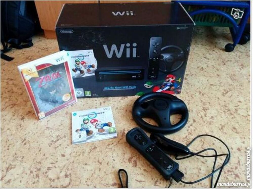 Nintendo Wii Noir pack Mario kart Consoles et jeux vidéos