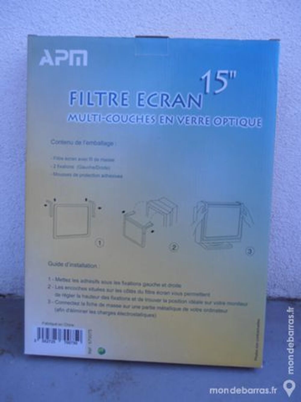 "Filtre &eacute;cran protection en verre optique 15""" Matériel informatique