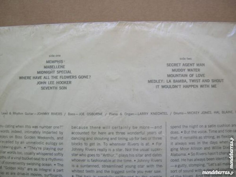 33 TOURS JOHNNY RIVERS Golden Hits - TAIWAN CD et vinyles