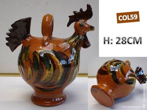 Poterie d'art - superbe cruche ' COQ ' 45 Mons-en-Barul (59)