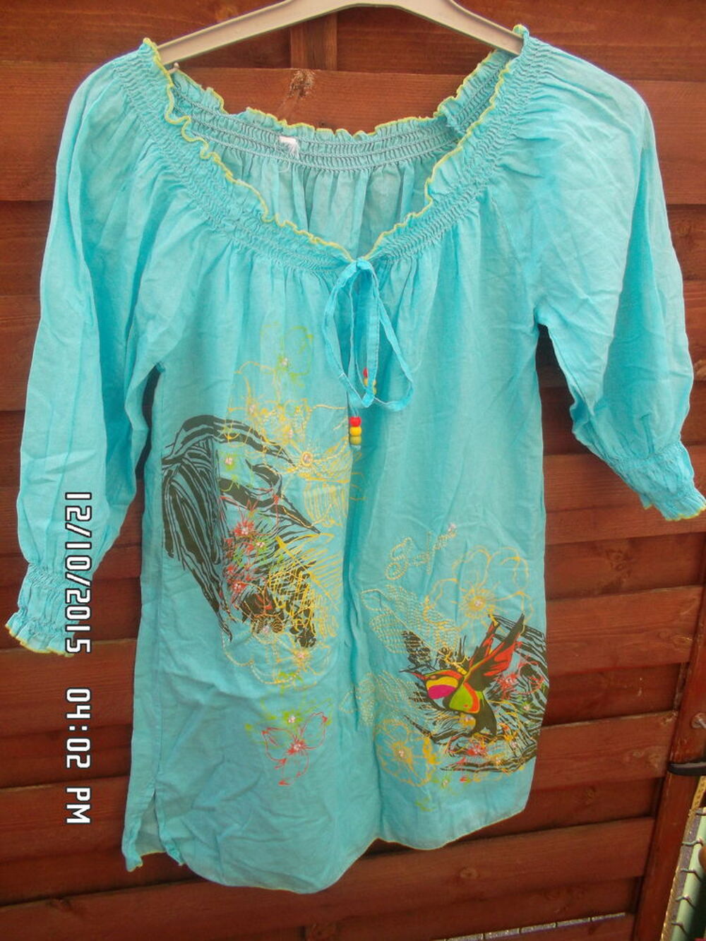 TUNIQUE BLEU TURQUOISE T.40*JUSTE 3E*KIKI60230 Vêtements