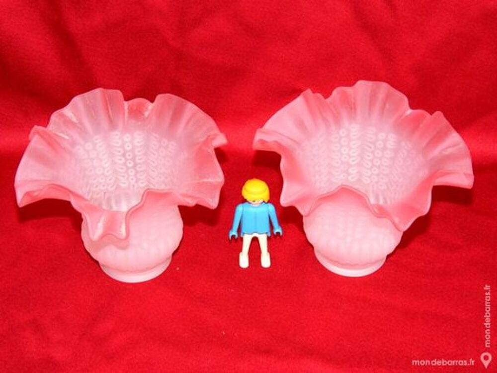 2 Tulipes art d&eacute;co verre lampe lustre abat jour Décoration