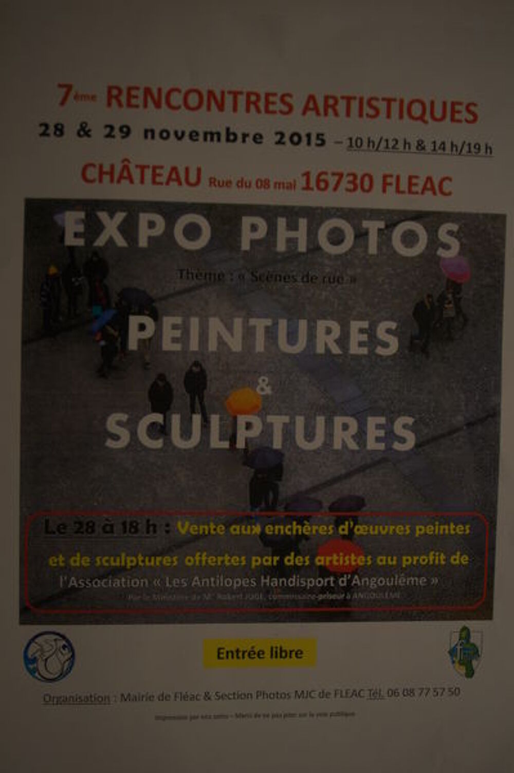 7&egrave;me RENCONTRES ARTISTIQUES de FLEAC
28 et 29 novembre 2015 