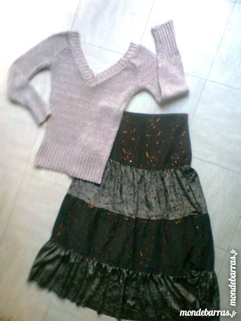 JUPE longue - PULL paillet&eacute; - zoe Vêtements