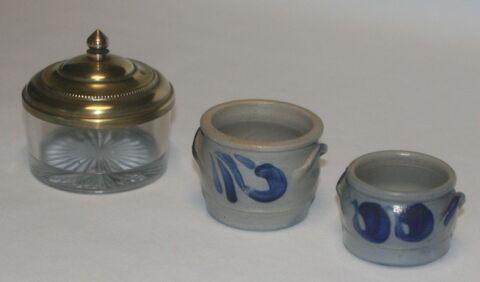 Pots en grs bleu d'Alsace et sucrier en verre 16 Courry (30)