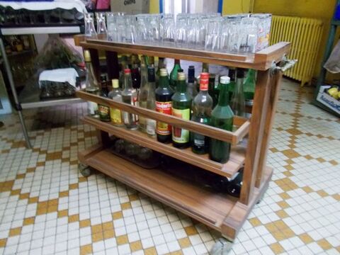 Meuble table chariot bar sur roulettes 1950/60 original 600 Monflanquin (47)