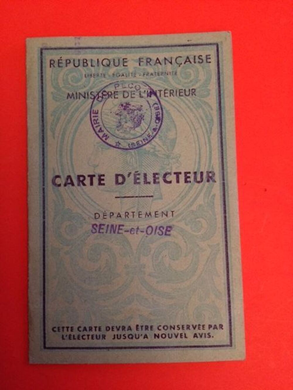 Carte d'&eacute;lecteur ancienne 