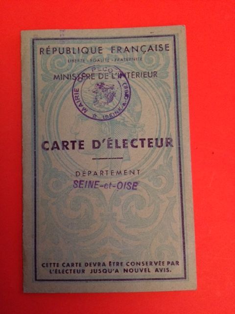 Carte d'électeur ancienne 8 Nice (06)