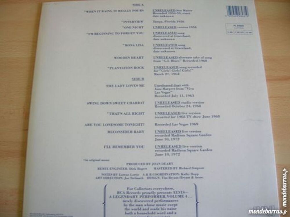 33 TOURS ELVIS A Legendary Performer Vol.4 ORIGINA CD et vinyles