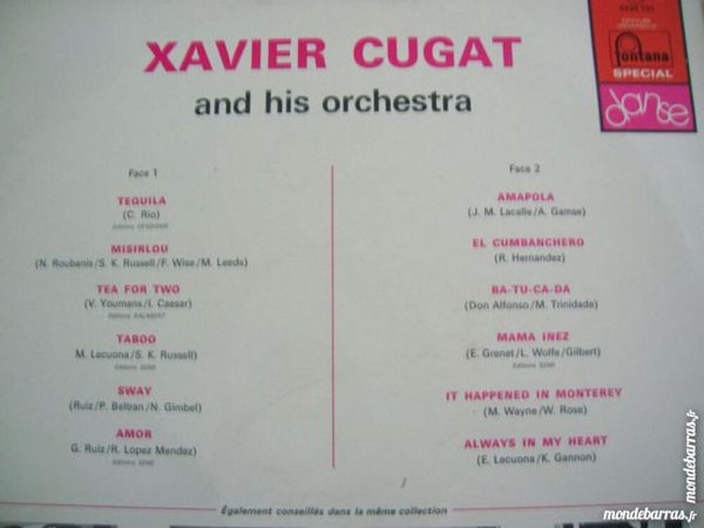 33 TOURS XAVIER CUGAT and his Orchestra "T&eacute;quila" CD et vinyles