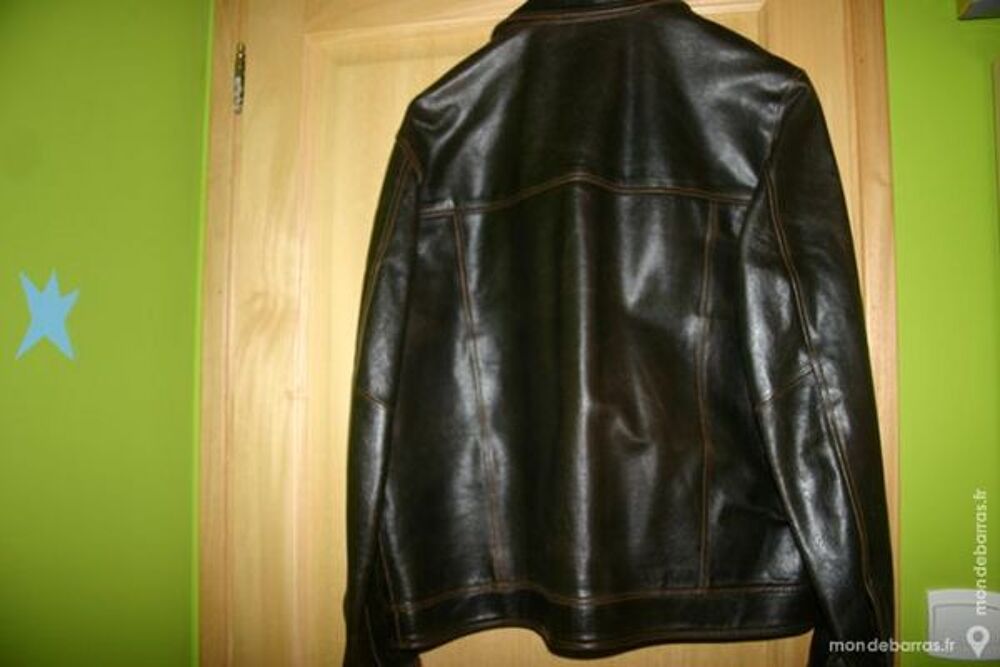 Veste en cuir marron homme Vêtements