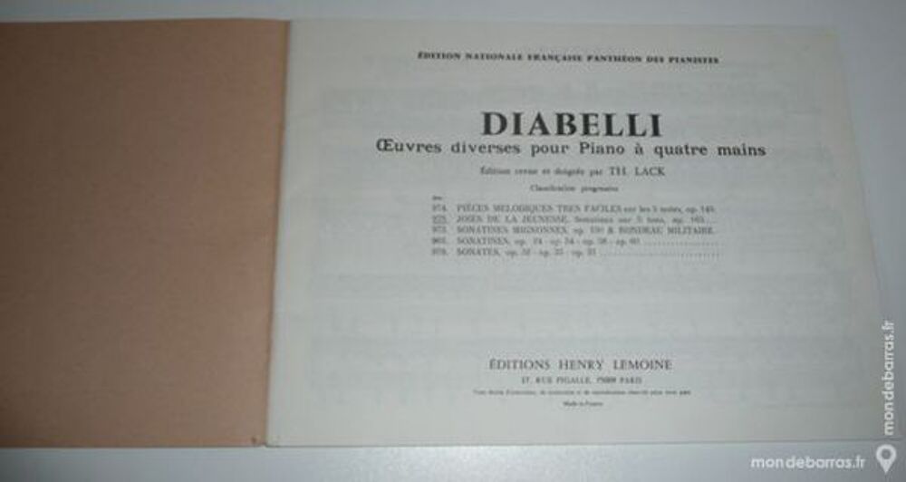 PARTITIONS PIANO DIABELLI Livres et BD