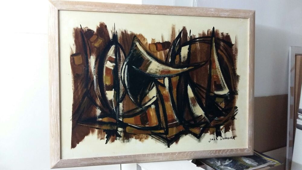 Peinture &agrave; l'huile sur bois de Jack Dongier. 
