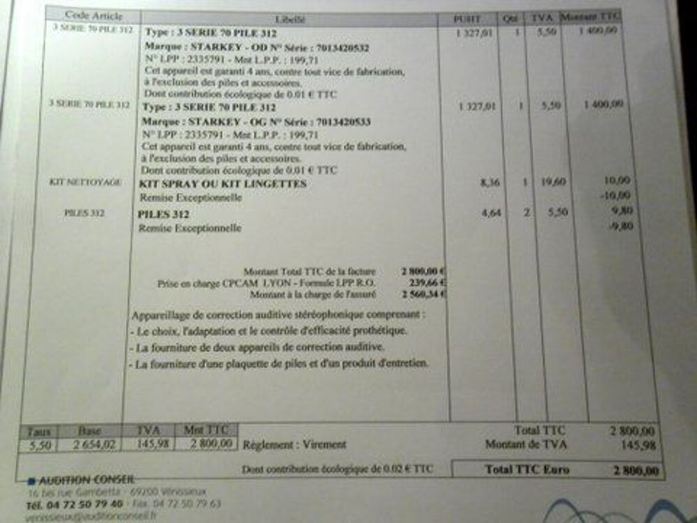 Appareils auditif STARKEY LPP 2335791 10/2013 Audio et hifi