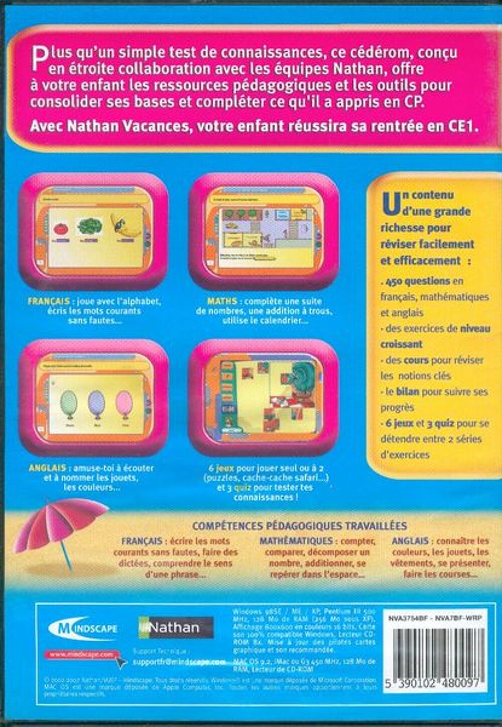 Nathan vacances du CP au CE1 -- 6 - 8 ans -- PC/MAC -- Consoles et jeux vidéos