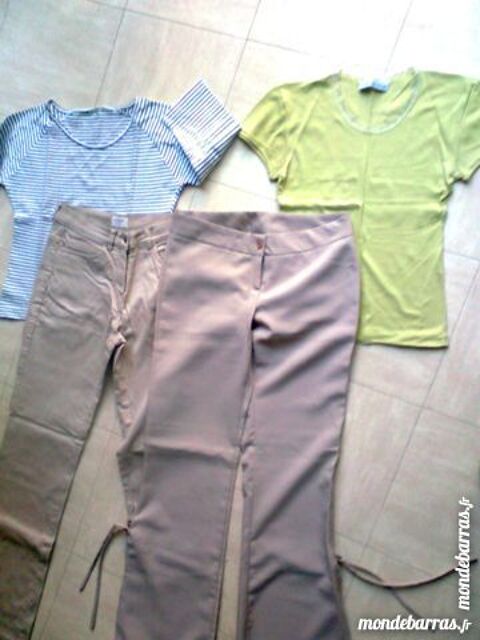 2 pantalons beiges -2 Tshirts - 38  M - zoe 3 Martigues (13)