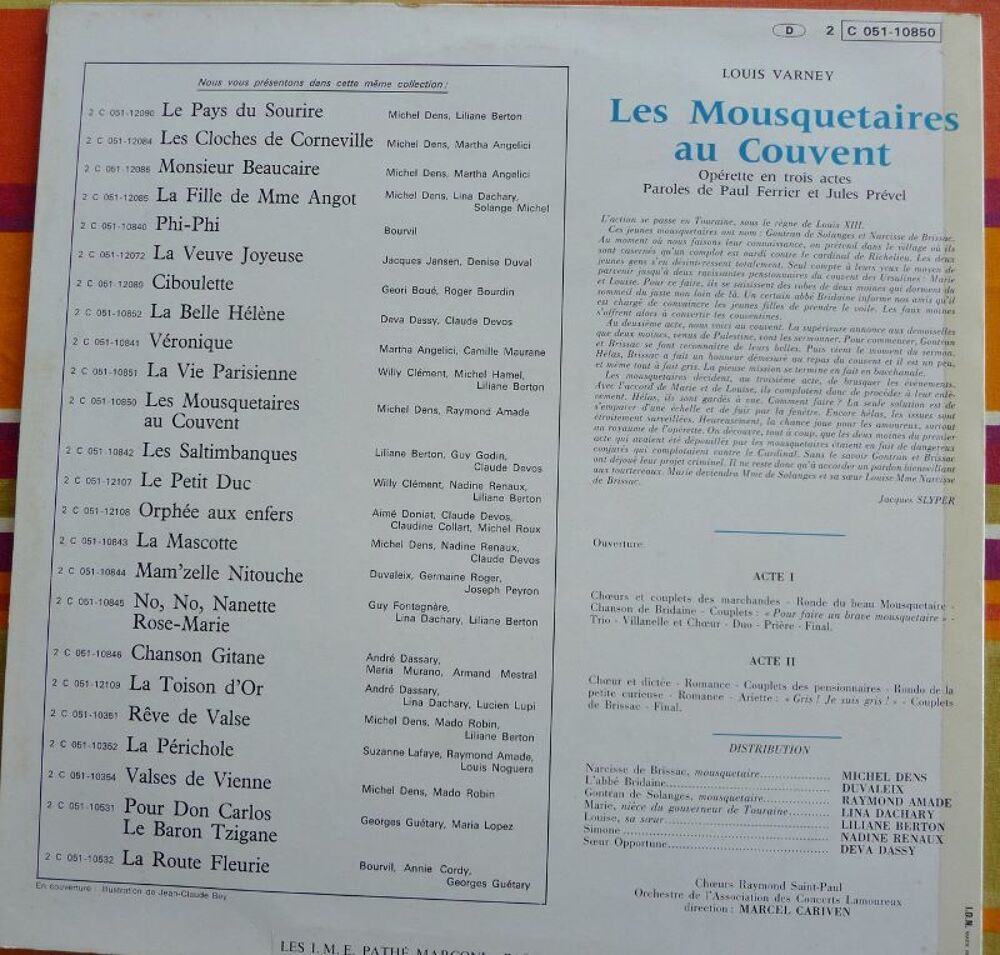 Vinyl Les MOUSQUETAIRES au COUVENT CD et vinyles