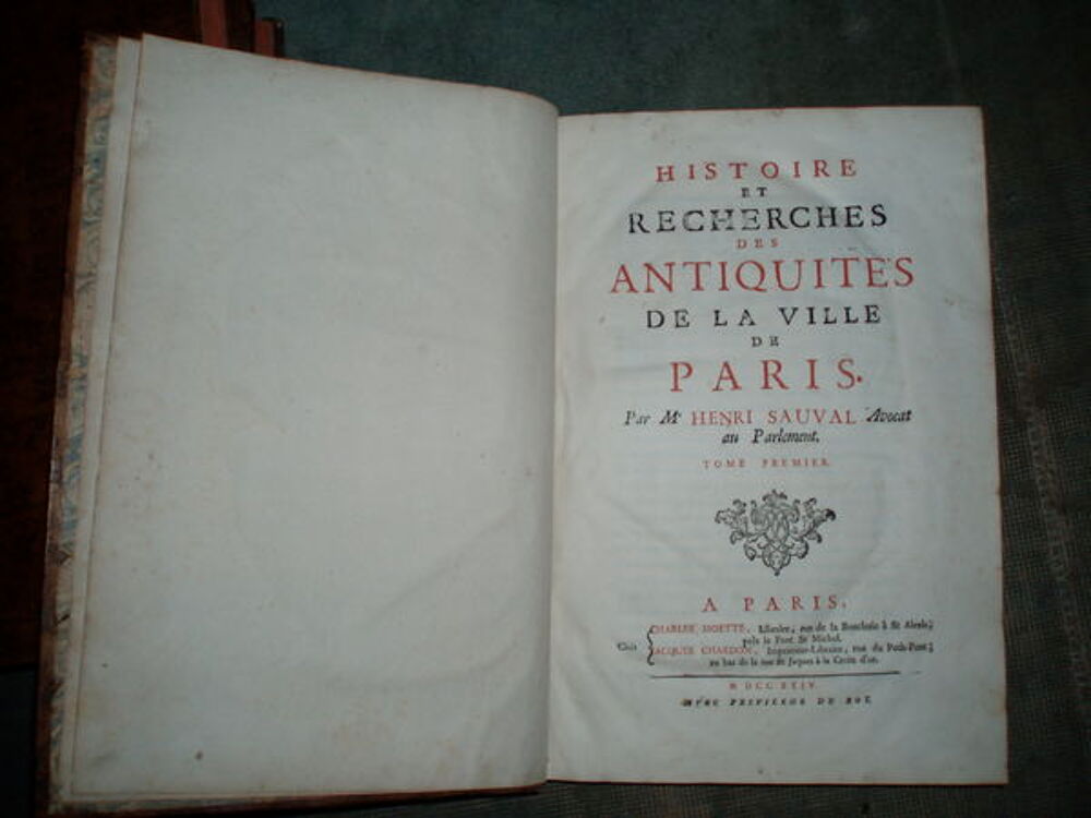 Histoire et recherches des antiquit&eacute;s de la ville de Paris Livres et BD