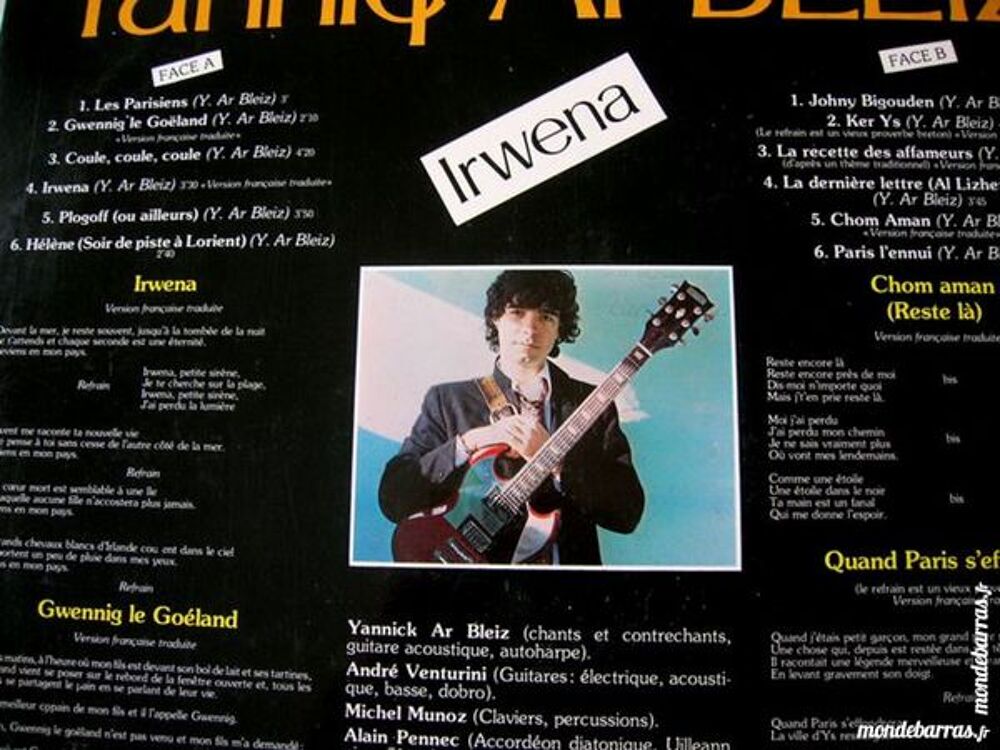 33 TOURS YANNIC AR BLEIZ Irwena - RARE FOLK CELTIC CD et vinyles