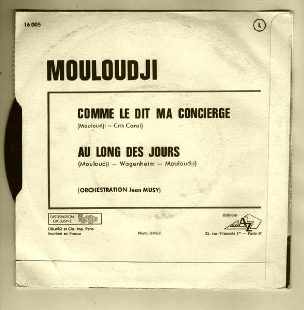 MOULOUDJI - 45 tours d&eacute;dicac&eacute; / prixportcompris CD et vinyles