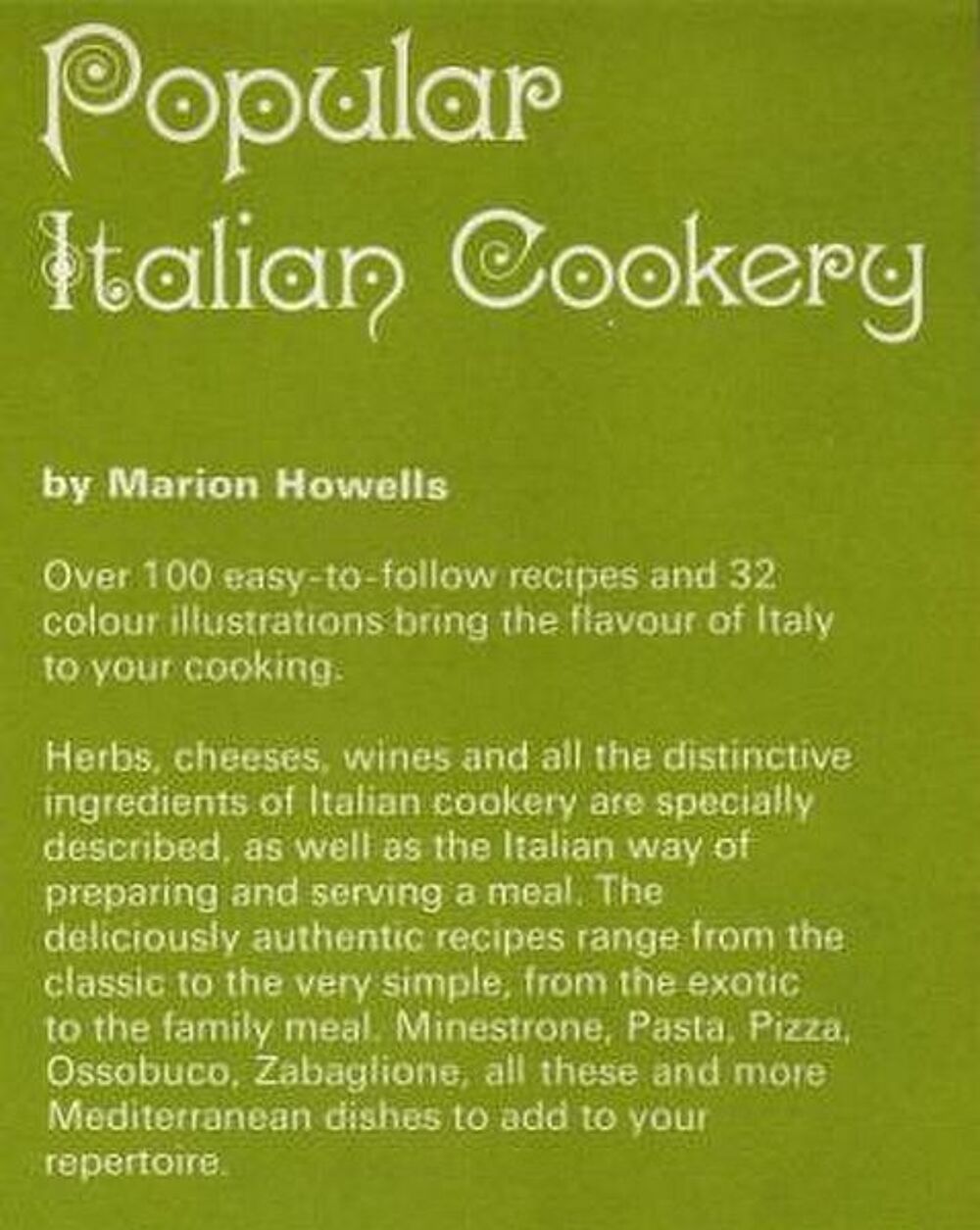 POPULAR ITALIAN COOKERY / prixportcompris Livres et BD