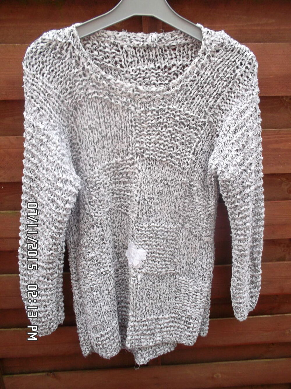 PULL GRIS ORIGINAL*JUSTE 3E*KIKI60230 Vêtements