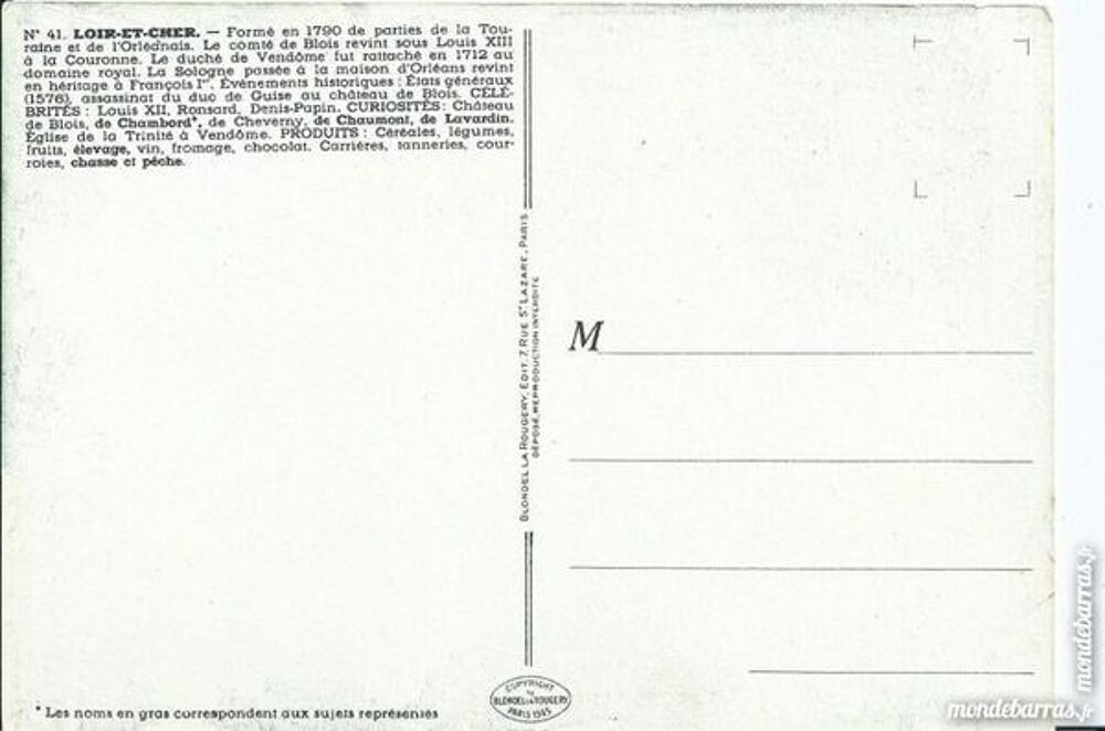 carte 1 cpsm d&eacute;partement 41 