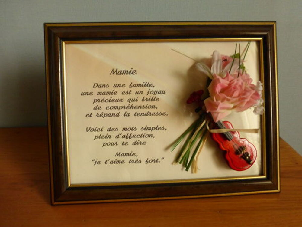 CADRE d&eacute;cor VIOLON avec texte MAMIE - neuf Décoration