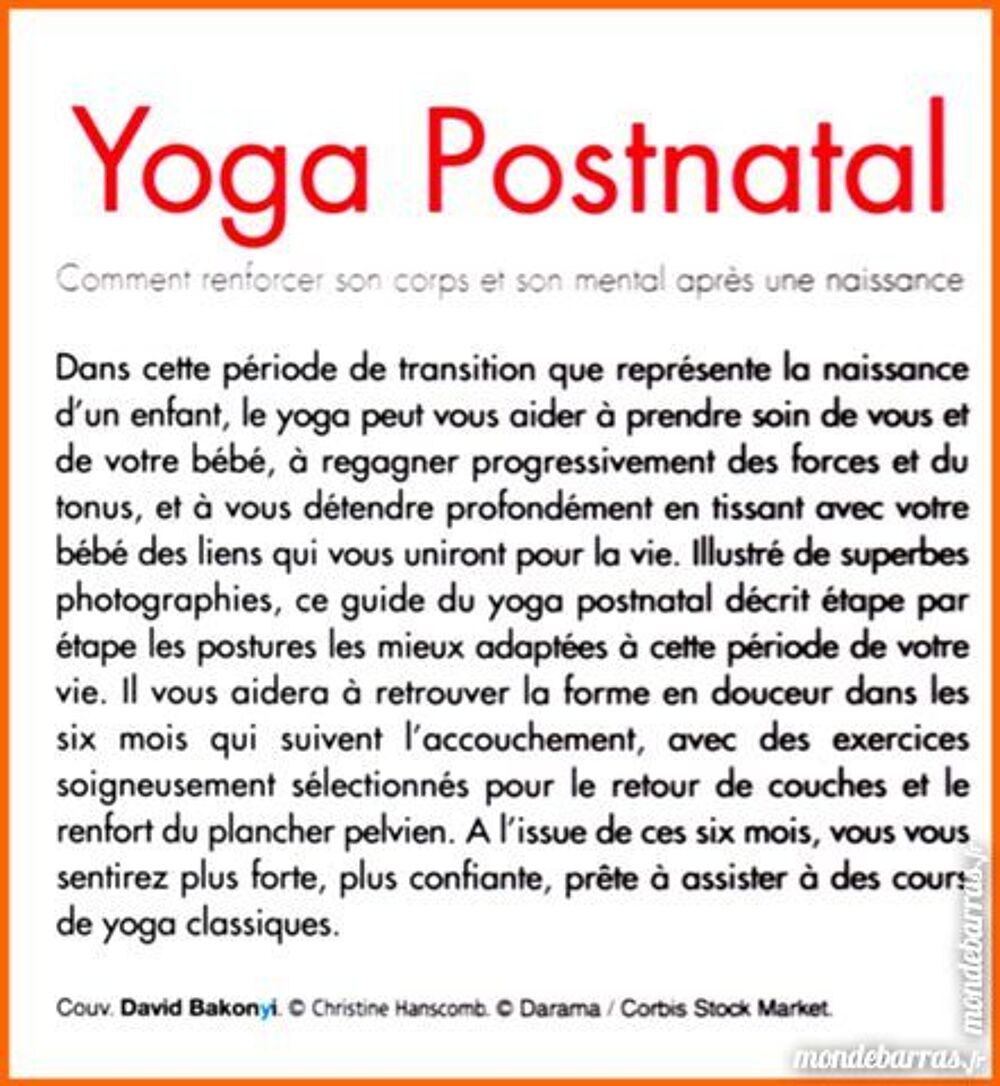 LE YOGA POSTNATAL / prixportcompris Livres et BD