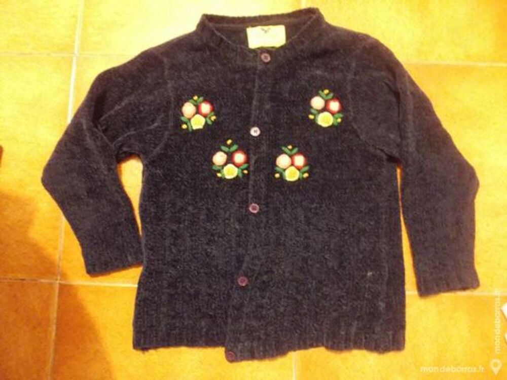 VESTE LAINE MARINE FLEURS - 5 ans Vêtements enfants