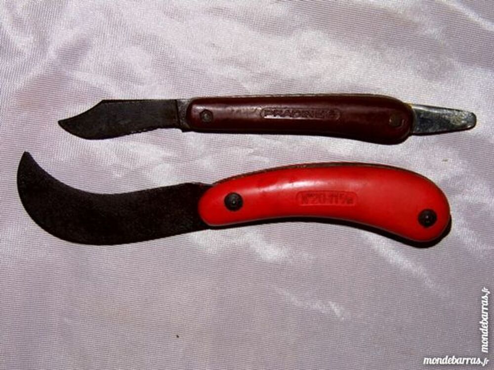 2 anciens couteaux greffoir PRADINES canif jardin Jardin