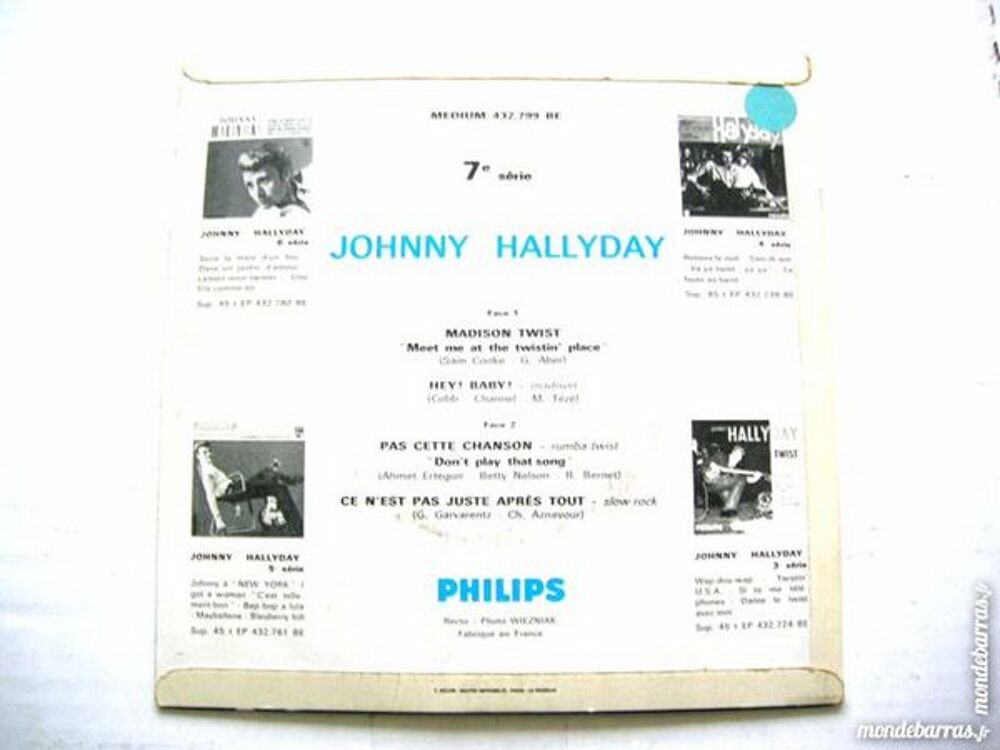 EP JOHNNY HALLYDAY Pas cette chanson - BLEU CD et vinyles