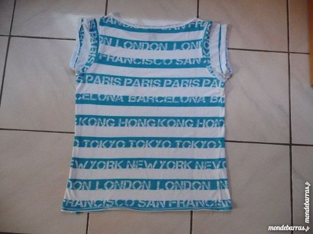 Tee-shirt rayures turquoise/blanc Taille M Vtements