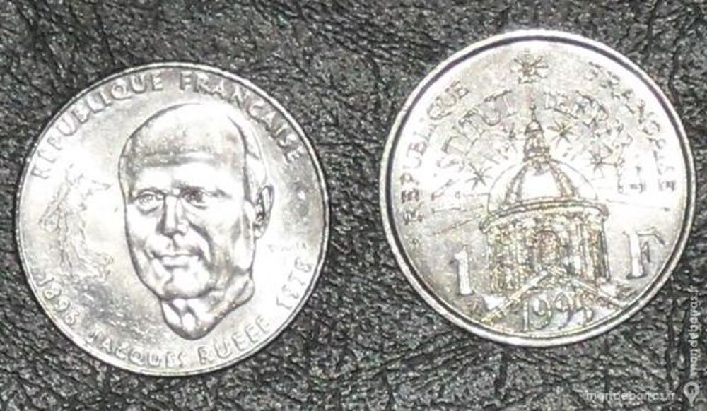 2 pi&egrave;ces de 1 Franc Institut de France et Rueff 