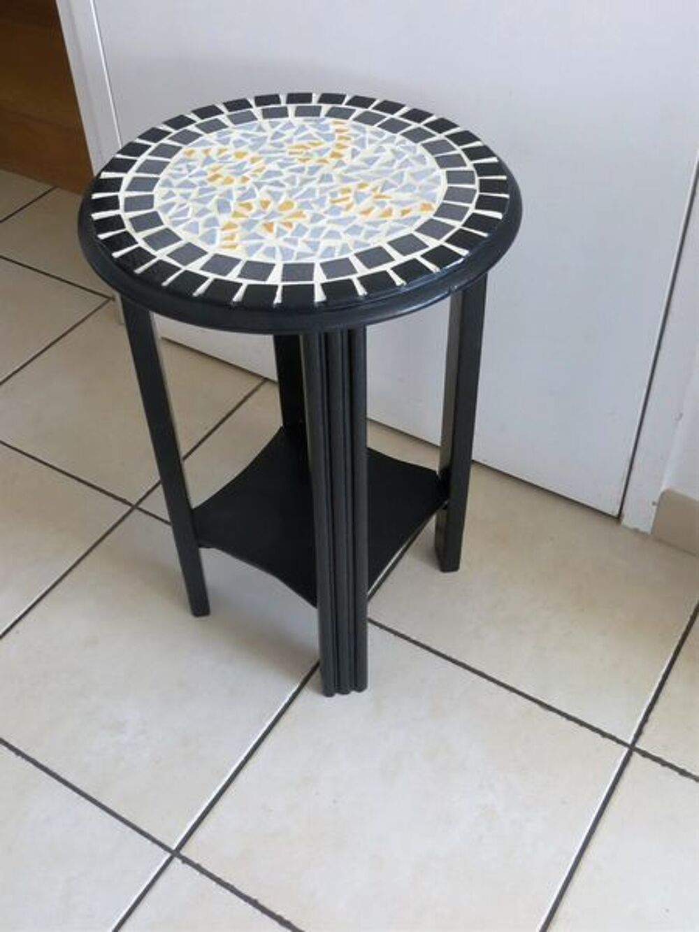  ancienne sellette, console en bois et mosaique fait main Meubles
