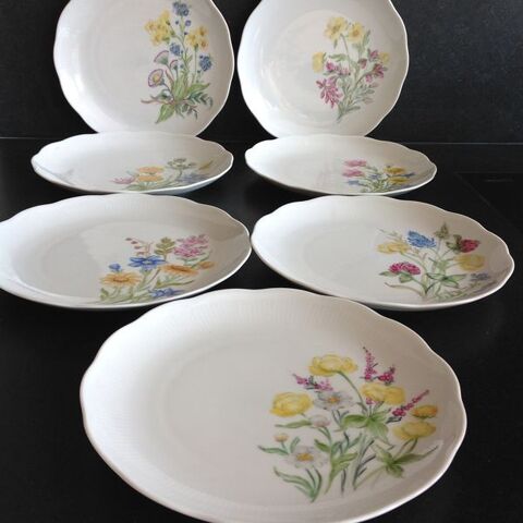 7 assiettes dcor peint  la main 150 Fontvieille (13)