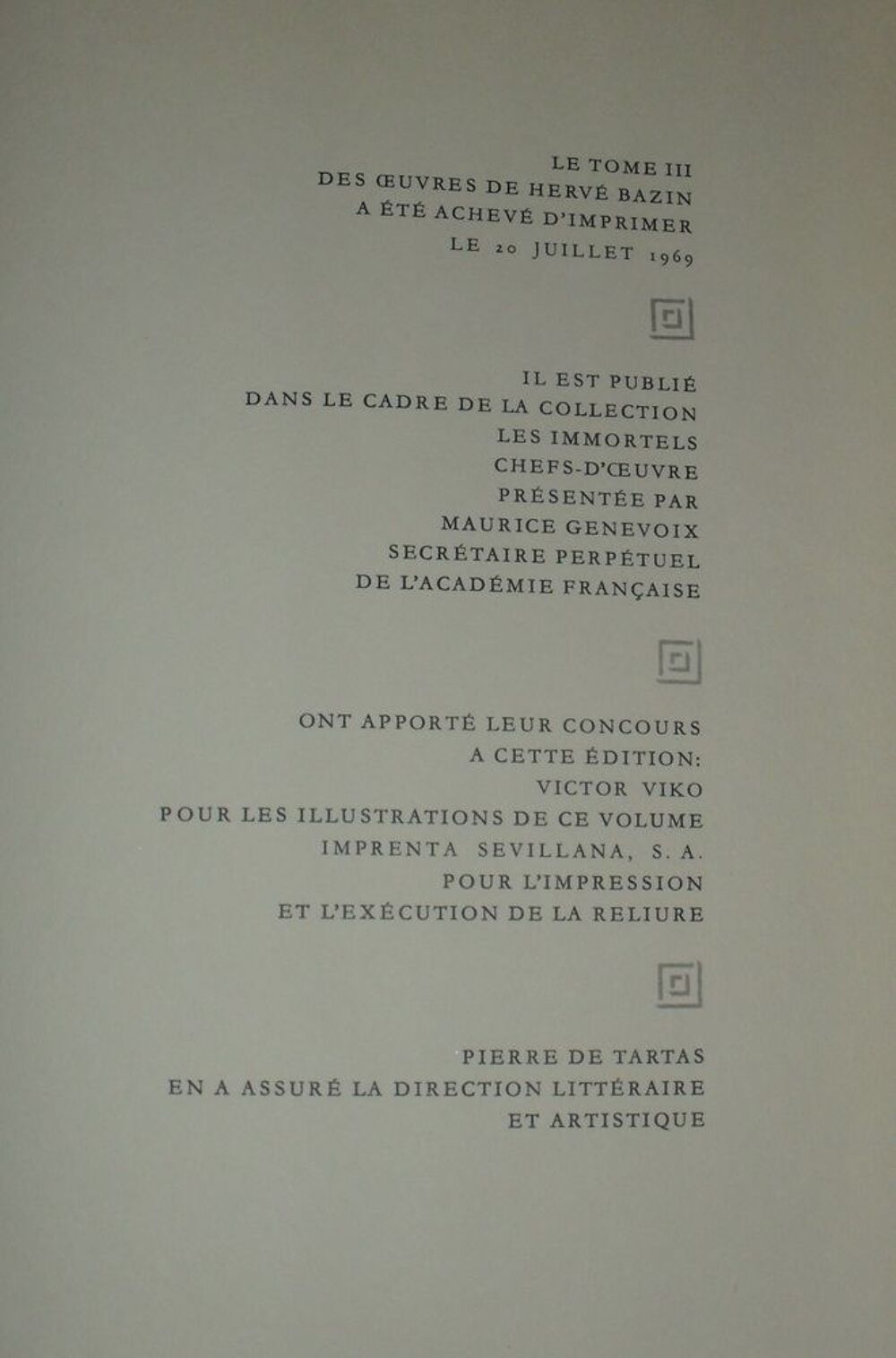 Collection les immortels chefs-d'oeuvre H. BAZIN Livres et BD