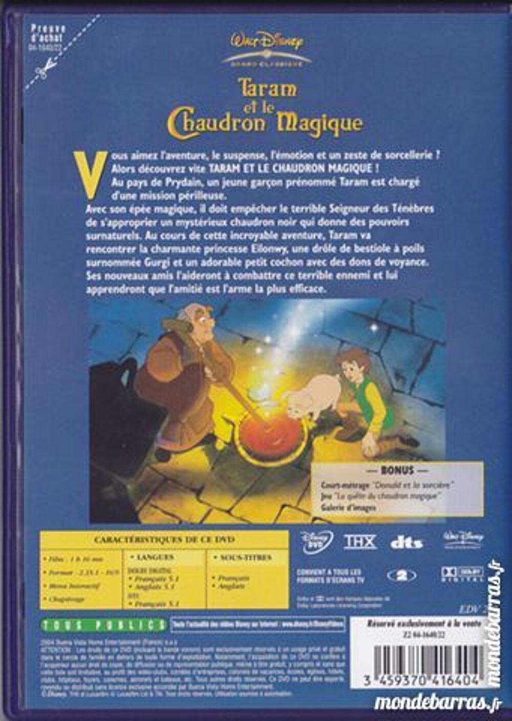 Taram et le chaudron Magique Walt Disney N&deg; 30 DVD et blu-ray
