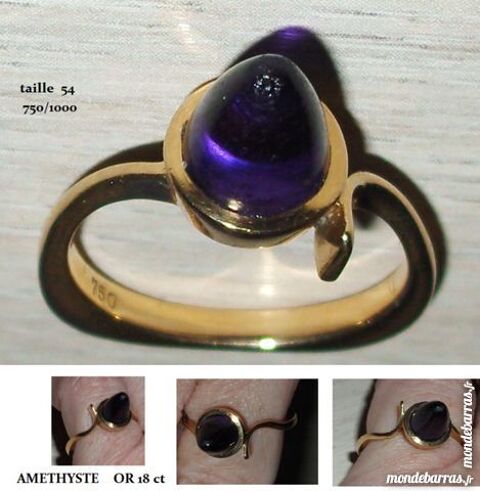 Bague or 18 carats, cône améthyste 350 Antibes (06)